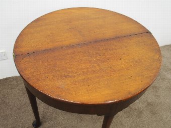 Antique Rare George II Red Walnut Demi-Lune Foldover Table