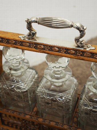 Antique Carved Oak and EPNS Tantalus