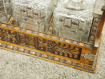 Antique Carved Oak and EPNS Tantalus