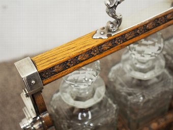 Antique Carved Oak and EPNS Tantalus