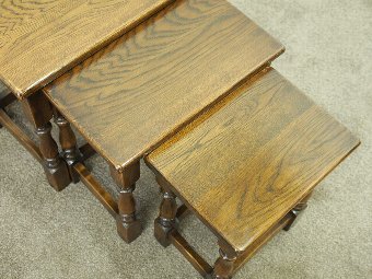Antique Nest of 3 Jacobean Style Oak Tables