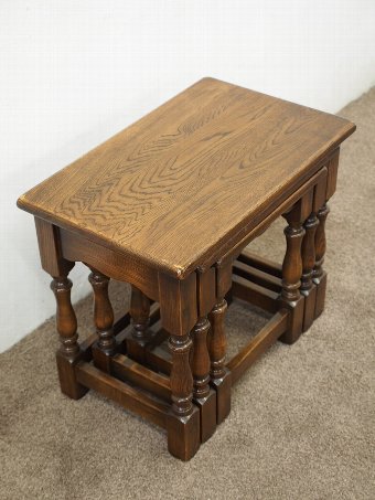 Antique Nest of 3 Jacobean Style Oak Tables