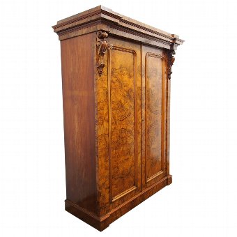 Mid Victorian Burr Walnut 2 Door Wardrobe
