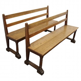 Pair of Arts and Crafts Influence Oak Benches