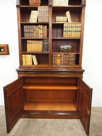 Antique Arts and Crafts Mahogany Open Bookcase by W. Walker and Sons