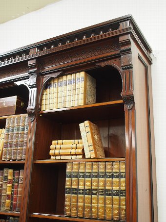 Antique Arts and Crafts Mahogany Open Bookcase by W. Walker and Sons