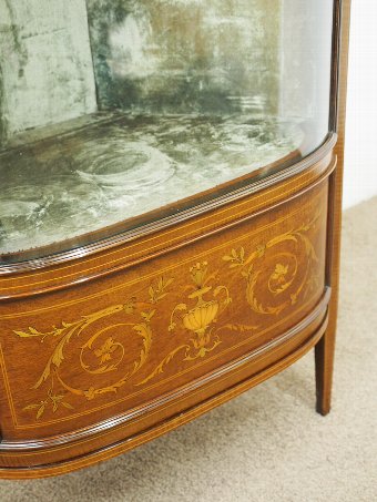 Antique Sheraton Style Mahogany and Inlaid Bow Front Display Cabinet
