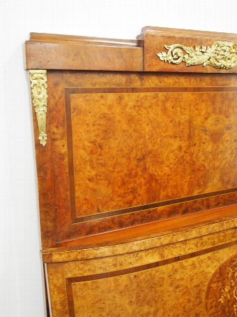 Antique French Ormolu Mount and Inlaid Pollard Oak Bed