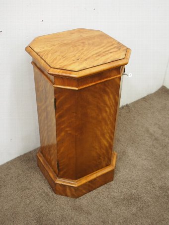 Antique Victorian Satin Birch Bedside Cabinet or Lamp Pedestal