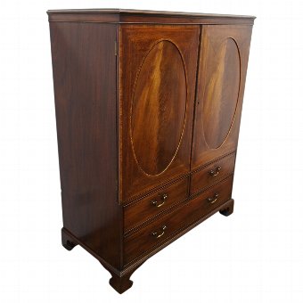 George III Neat Sized Inlaid Mahogany Linen Press