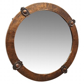 Copper Framed Circular Mirror