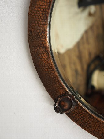 Antique Copper Framed Circular Mirror