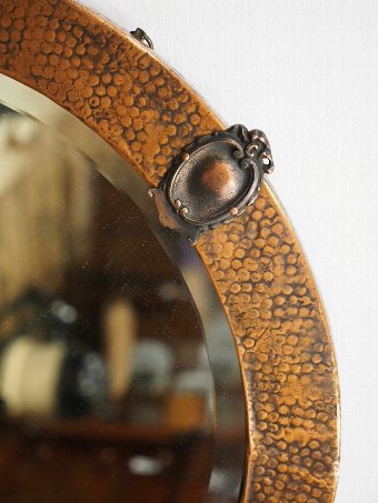 Antique Copper Framed Circular Mirror