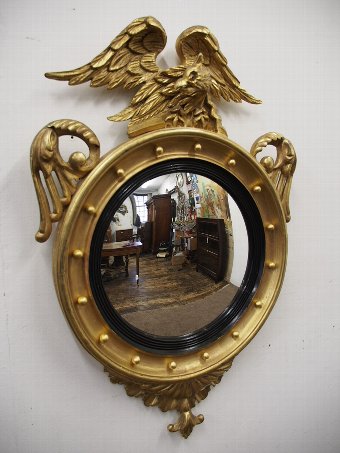 Antique Regency Style Gilded Convex Mirror