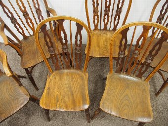 Antique Set of 6 Country Chairs in Native Woods