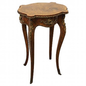 French Ormolu Mount Burr Walnut Occasional Table