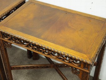 Antique Pair of Low Chinese Chippendale Style Occasional Tables
