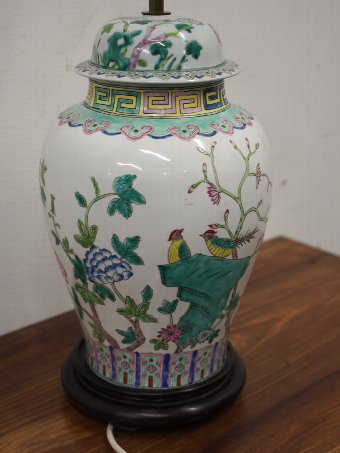 Antique Chinese Famille Rose Baluster Lamp