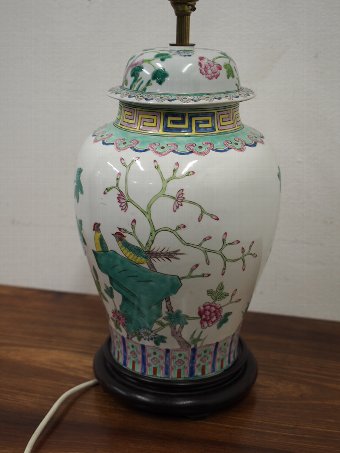 Antique Chinese Famille Rose Baluster Lamp