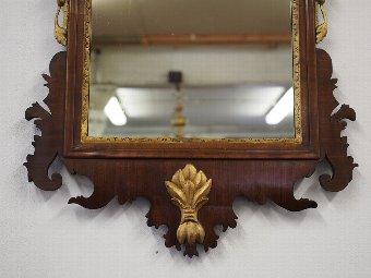Antique George III Chippendale Style Mahogany Wall Mirror