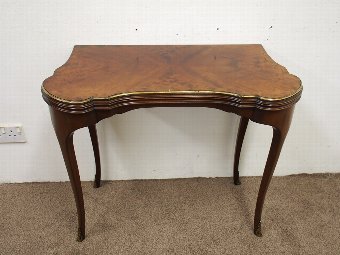 Antique Brass Mounted Mahogany Fold Over Games Table