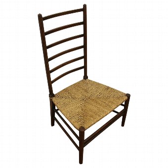 Stained Beech and Rattan Art Nouveau Chair