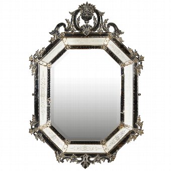 Large Venetian Etched Glass Wall Mirror