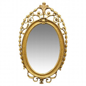 Mid Victorian Carved Giltwood Oval Wall Mirror