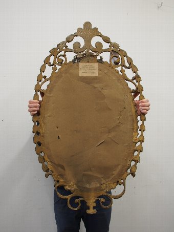 Antique Mid Victorian Carved Giltwood Oval Wall Mirror