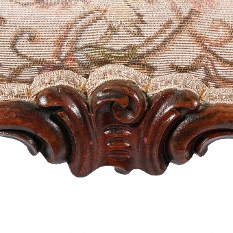 Antique Mid Victorian Carved Walnut Stool