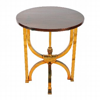 Antique Pair of Circular Mahogany and Brass Occasional Tables