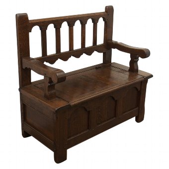 Edwardian Oak Hall Bench