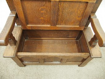 Antique Edwardian Oak Hall Bench