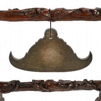Antique Chinese Gong on Black Forest Stand