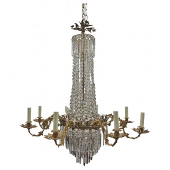 French Crystal and Gilded Brass Chandelier