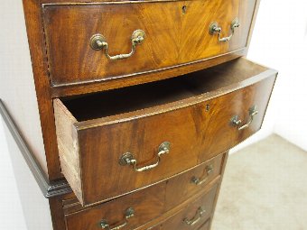 Antique George III Style Bow Front Chest on Chest