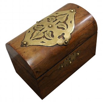 Victorian Burr Walnut and Brass Tea Caddy