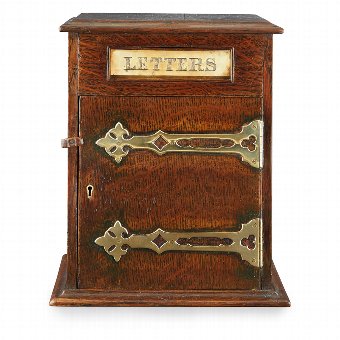 Neat Oak and Brass Victorian Letter Box