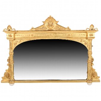 Victorian Carved Gesso Wood Overmantel Mirror