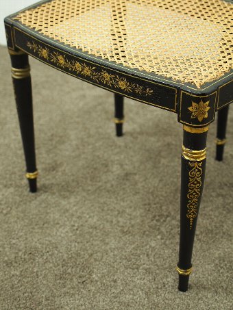 Antique Regency Style Ebonised and Painted Stool