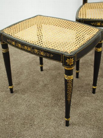 Antique Regency Style Ebonised and Painted Stool