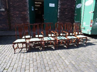 Antique Set of 12 George II Style Mahogany Dining Chairs