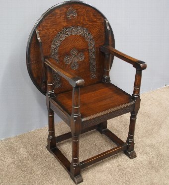 Neat Carved Gothic Style Monks Bench 