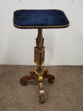 Antique Victorian Kingwood and Blue Velvet Occasional Table 