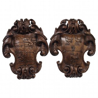 Victorian Carved Shield Plaques