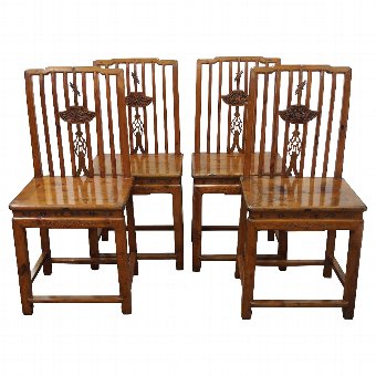 Set of 4 Chinese Cherrywood Dining Chairs