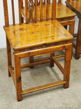 Antique Set of 4 Chinese Cherrywood Dining Chairs
