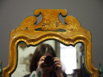 Antique Victorian Japanned Toilet Mirror