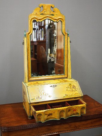 Antique Victorian Japanned Toilet Mirror