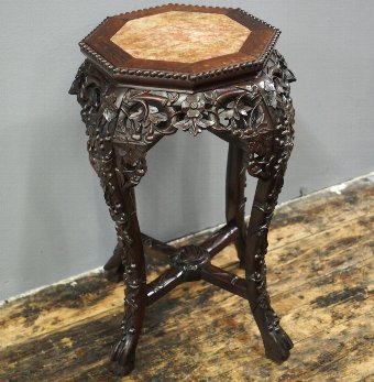Huanghuali Marble Top Plant Stand